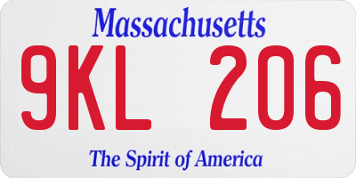 MA license plate 9KL206