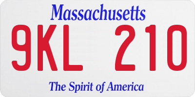 MA license plate 9KL210