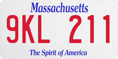 MA license plate 9KL211