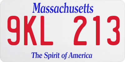 MA license plate 9KL213