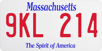 MA license plate 9KL214