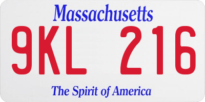 MA license plate 9KL216