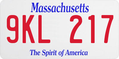 MA license plate 9KL217