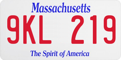 MA license plate 9KL219