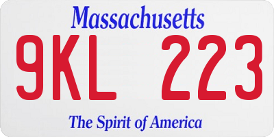 MA license plate 9KL223