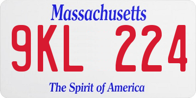 MA license plate 9KL224