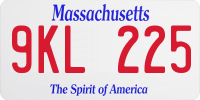 MA license plate 9KL225