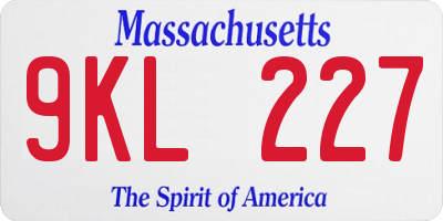 MA license plate 9KL227