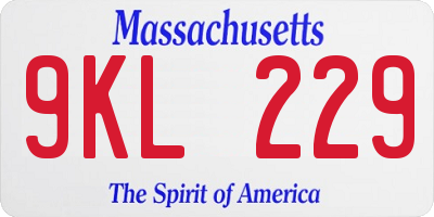 MA license plate 9KL229