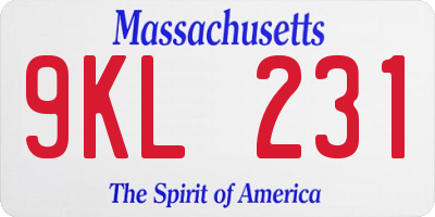 MA license plate 9KL231