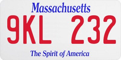 MA license plate 9KL232