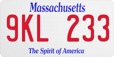 MA license plate 9KL233