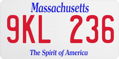 MA license plate 9KL236