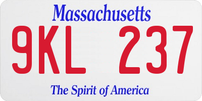 MA license plate 9KL237