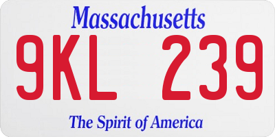 MA license plate 9KL239