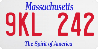 MA license plate 9KL242