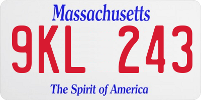 MA license plate 9KL243