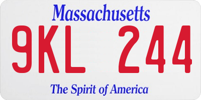MA license plate 9KL244