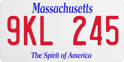 MA license plate 9KL245