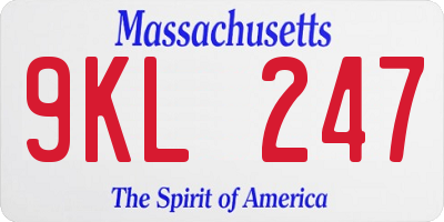 MA license plate 9KL247