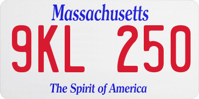 MA license plate 9KL250