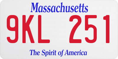 MA license plate 9KL251