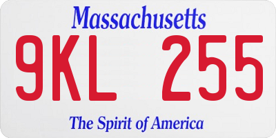 MA license plate 9KL255