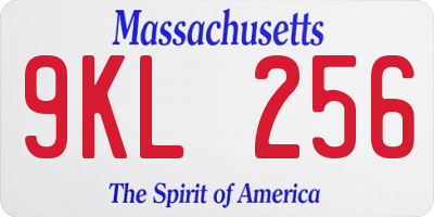 MA license plate 9KL256