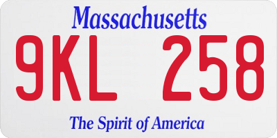 MA license plate 9KL258
