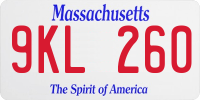 MA license plate 9KL260