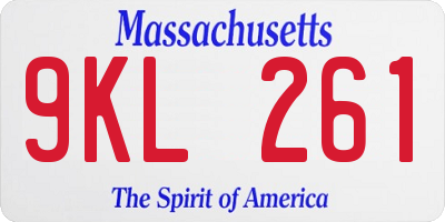 MA license plate 9KL261