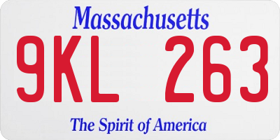 MA license plate 9KL263