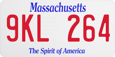MA license plate 9KL264