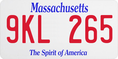 MA license plate 9KL265