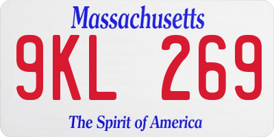 MA license plate 9KL269