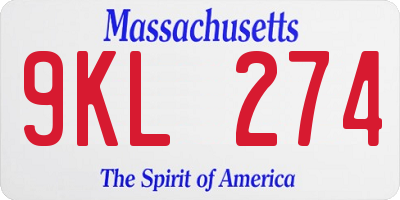 MA license plate 9KL274
