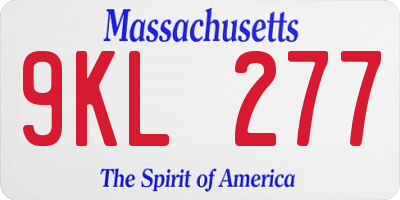 MA license plate 9KL277