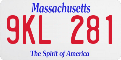 MA license plate 9KL281