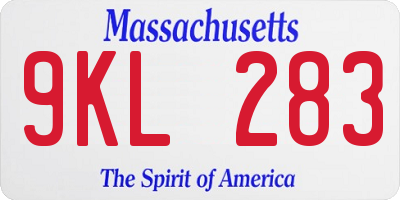 MA license plate 9KL283