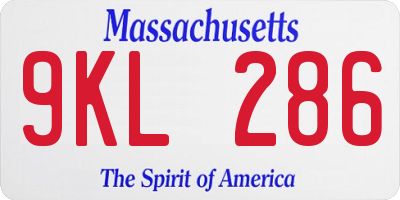 MA license plate 9KL286