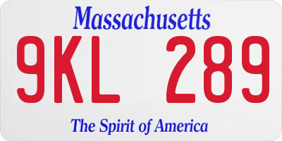 MA license plate 9KL289