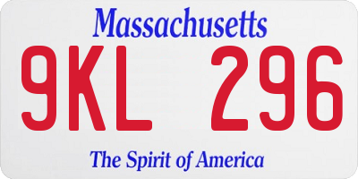 MA license plate 9KL296