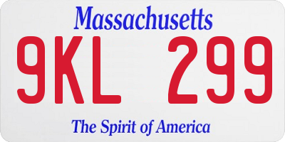MA license plate 9KL299