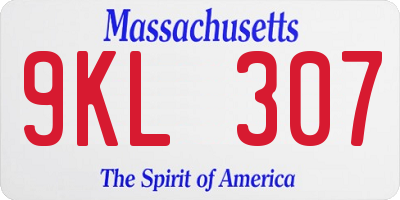 MA license plate 9KL307