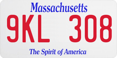MA license plate 9KL308