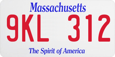MA license plate 9KL312