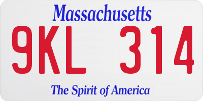 MA license plate 9KL314