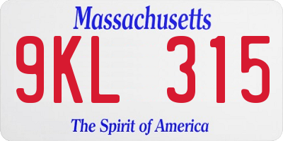 MA license plate 9KL315