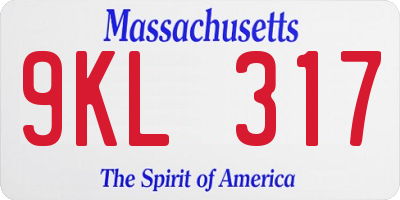 MA license plate 9KL317