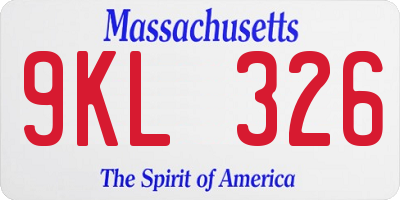 MA license plate 9KL326